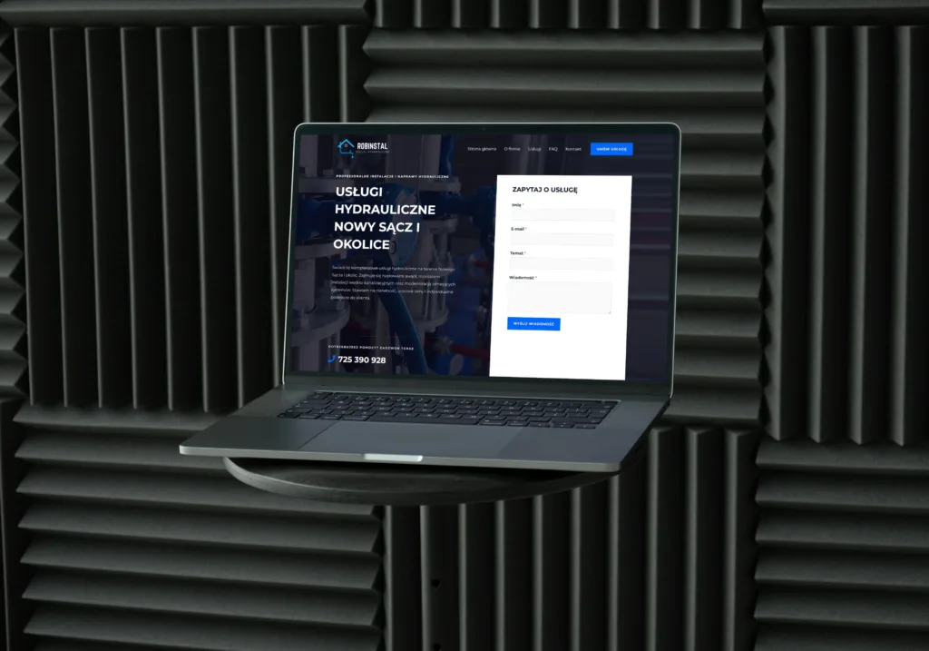 Strona internetowa dla hydraulika - mockup