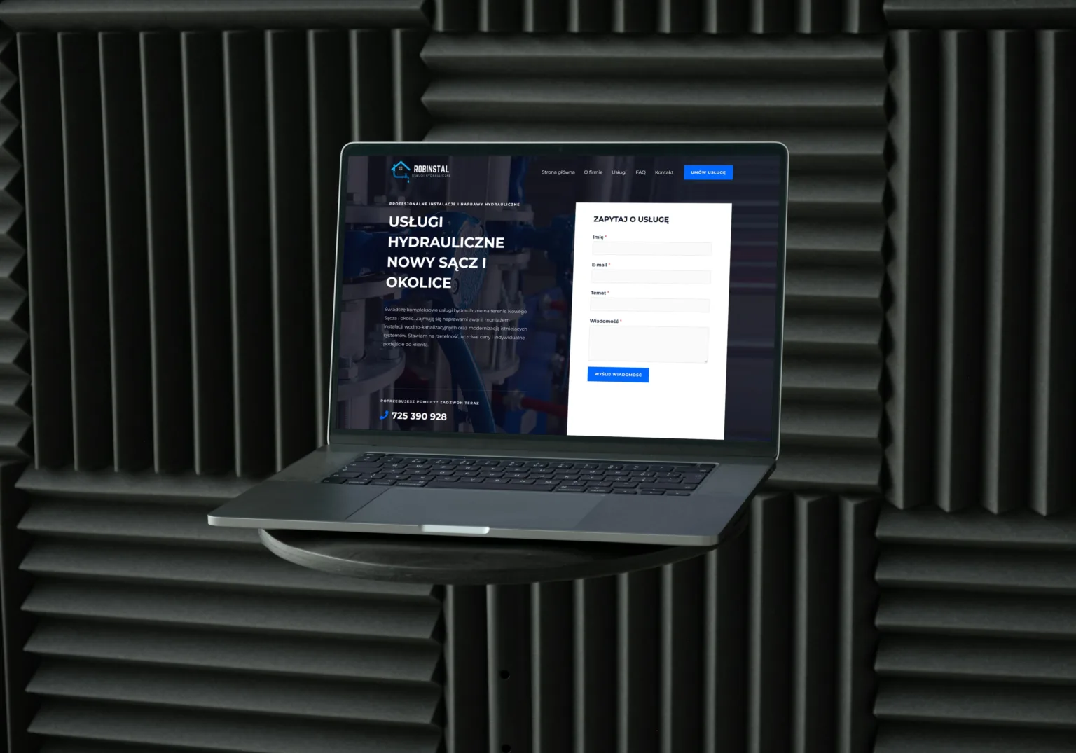 Strona internetowa dla hydraulika - mockup